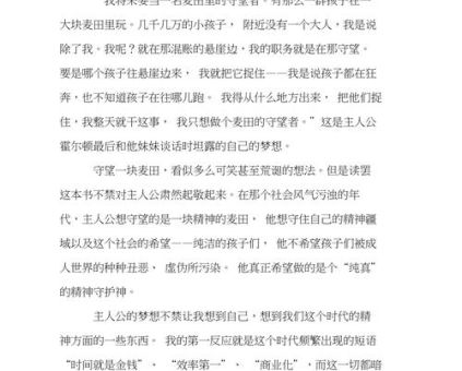 《麦田里的守望者》读后感