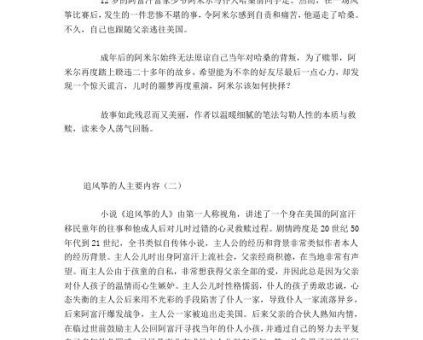 追风筝的人简要概括，追风筝的人的结局？