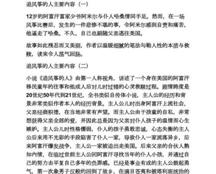 追风筝的人简要概括，追风筝的人的结局？