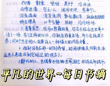 平凡的世界摘抄+感悟,平凡的世界读书摘抄笔记?